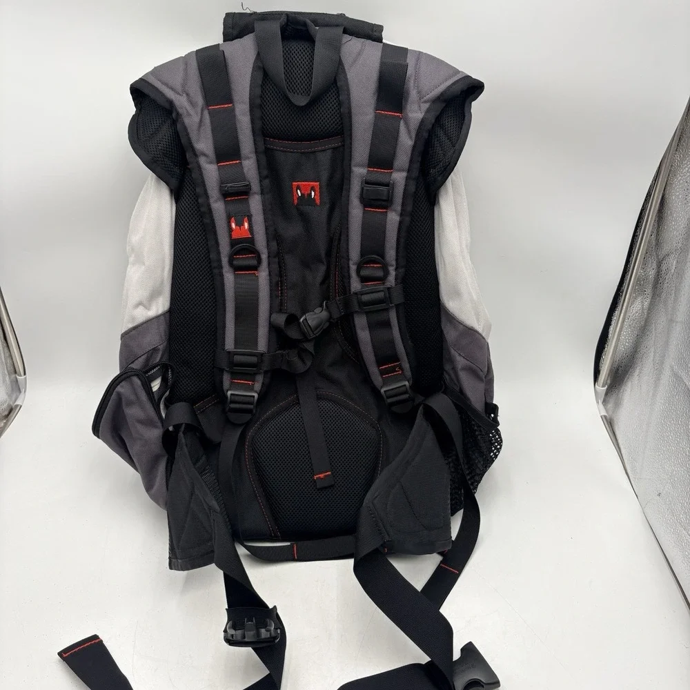 Illenium Hiking Backpack Gray Black Red Travel Camping Laptop Daypack